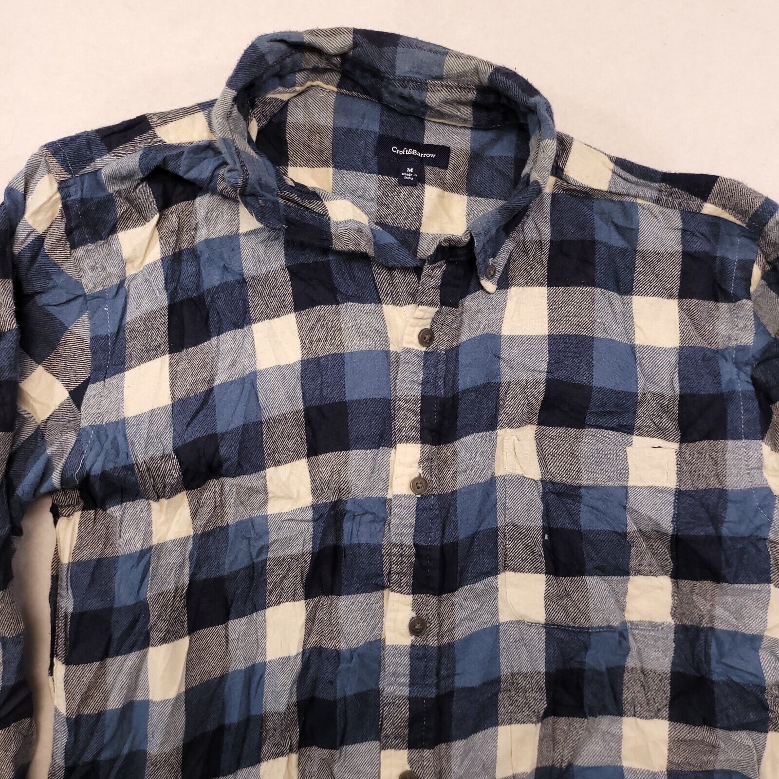 Croft & Barrow Croft & Barrow Gingham Flannel Shirt Mens Size M Blue White Size US M / EU 48-50 / 2 - 1 Thumbnail