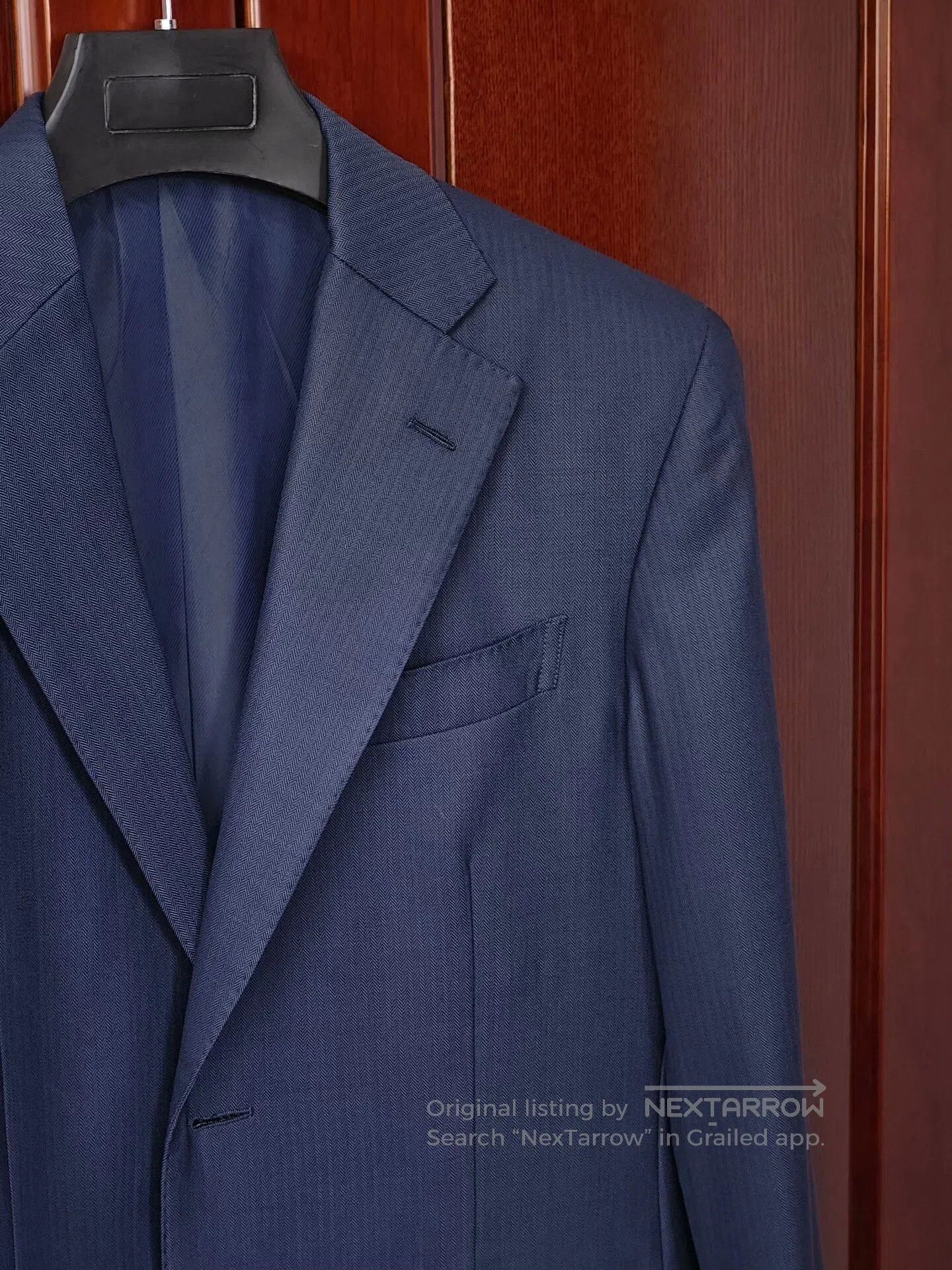 Ermenegildo Zegna Zegna Navy Wool Jacket with Herringbone Pattern. Size US S / EU 44-46 / 1 - 2 Thumbnail