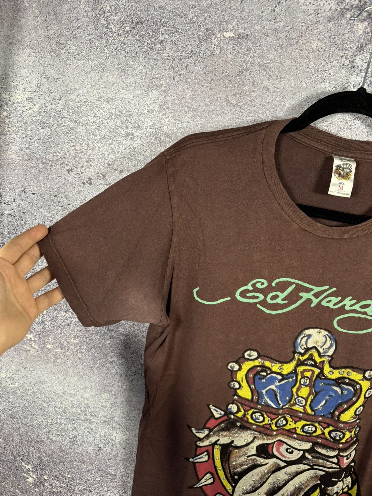 Designer × Ed Hardy Don Ed Hardy Brown Bulldog Graphics Printer Logo T Shirt M Size US M / EU 48-50 / 2 - 8 Thumbnail
