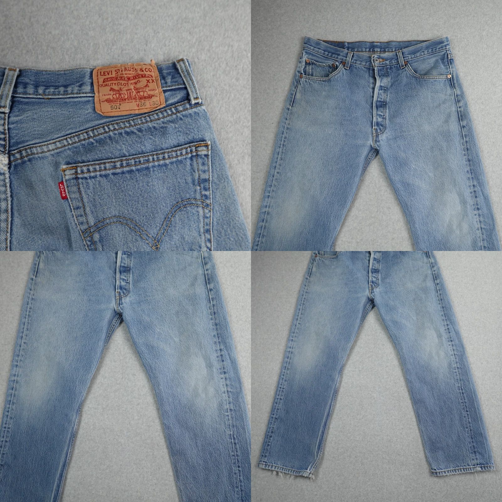 Levi's Levi's 501 Jeans Mens 36 (36X26) Light Blue Straight Vintage Denim Cotton 5-Pocket 501 Series Regular Rise Mid Jeans Mens Size US 36 / EU 52 - 9 Thumbnail