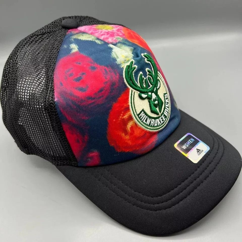 Adidas Milwaukee Bucks Trucker Hat Women Adidas Snap Back Cap New Size ONE SIZE - 3 Thumbnail