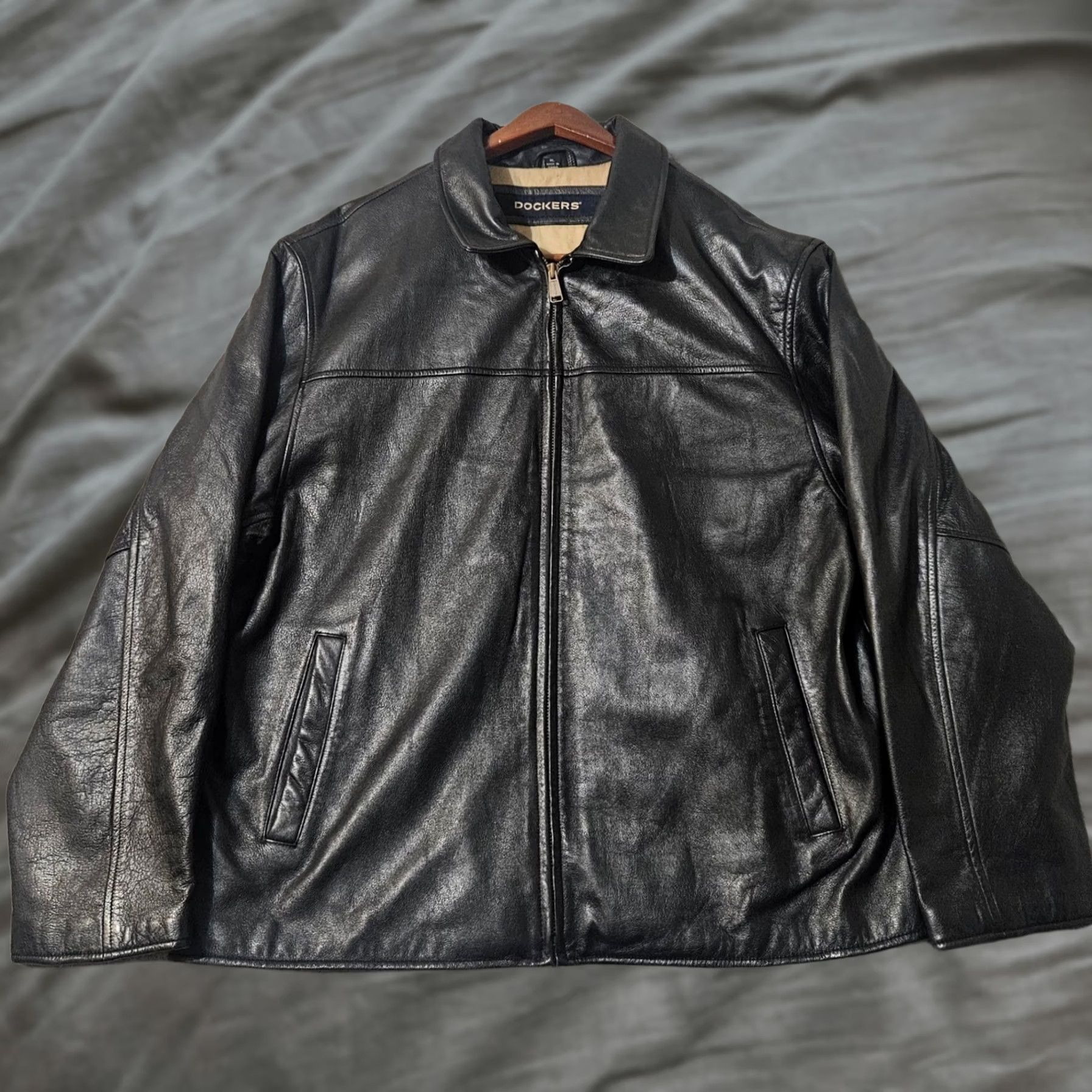 Dockers Dockers Jacket Coat Men's Size XL Black 100% Cow Leather Full Zip Size US XL / EU 56 / 4 - 1 Thumbnail