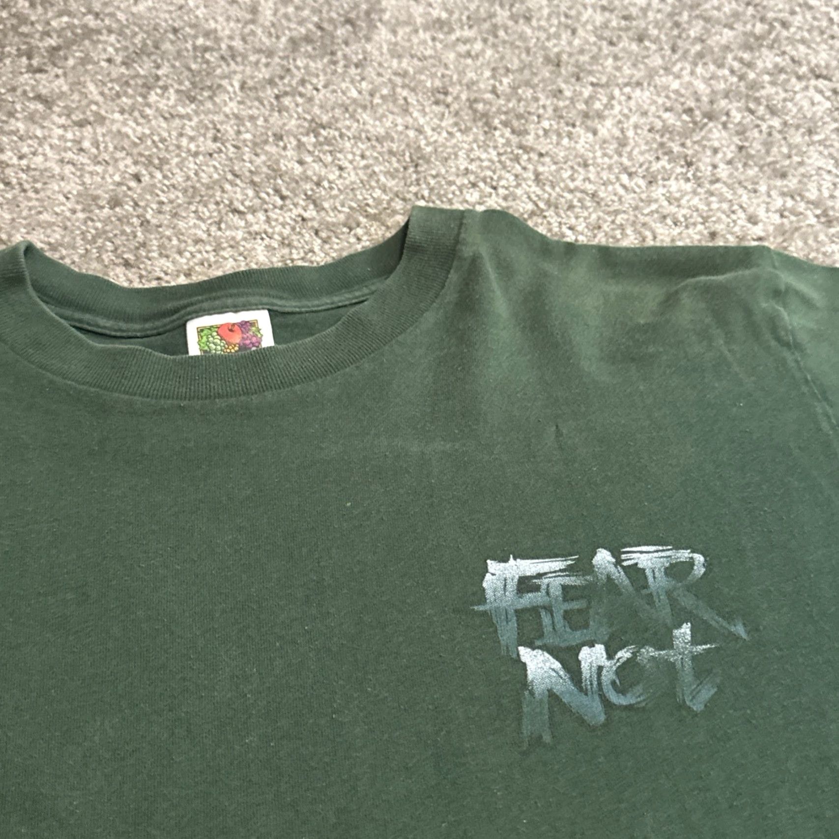 Fruit Of The Loom VINTAGE 90s Jesus Christ God No Fear Fruit of the Loom T-Shirt Large Mens Green Size US L / EU 52-54 / 3 - 3 Thumbnail