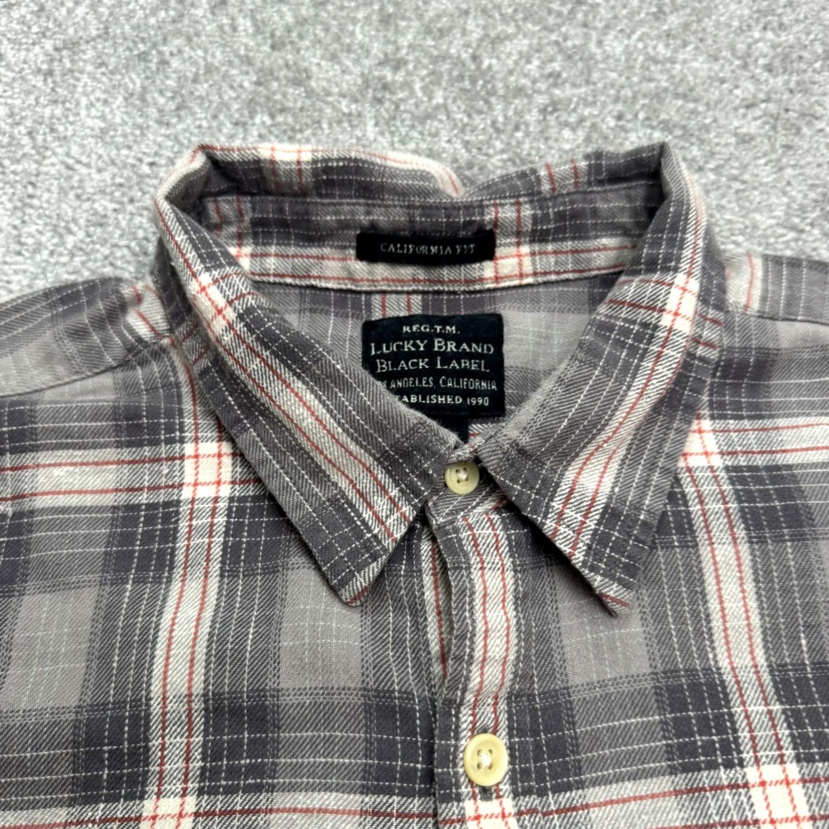 Lucky Brand Lucky Brand Flannel Button Down shirt Mens L Gray Brown Plaid Cotton Casual Shirt Size US L / EU 52-54 / 3 - 7 Thumbnail