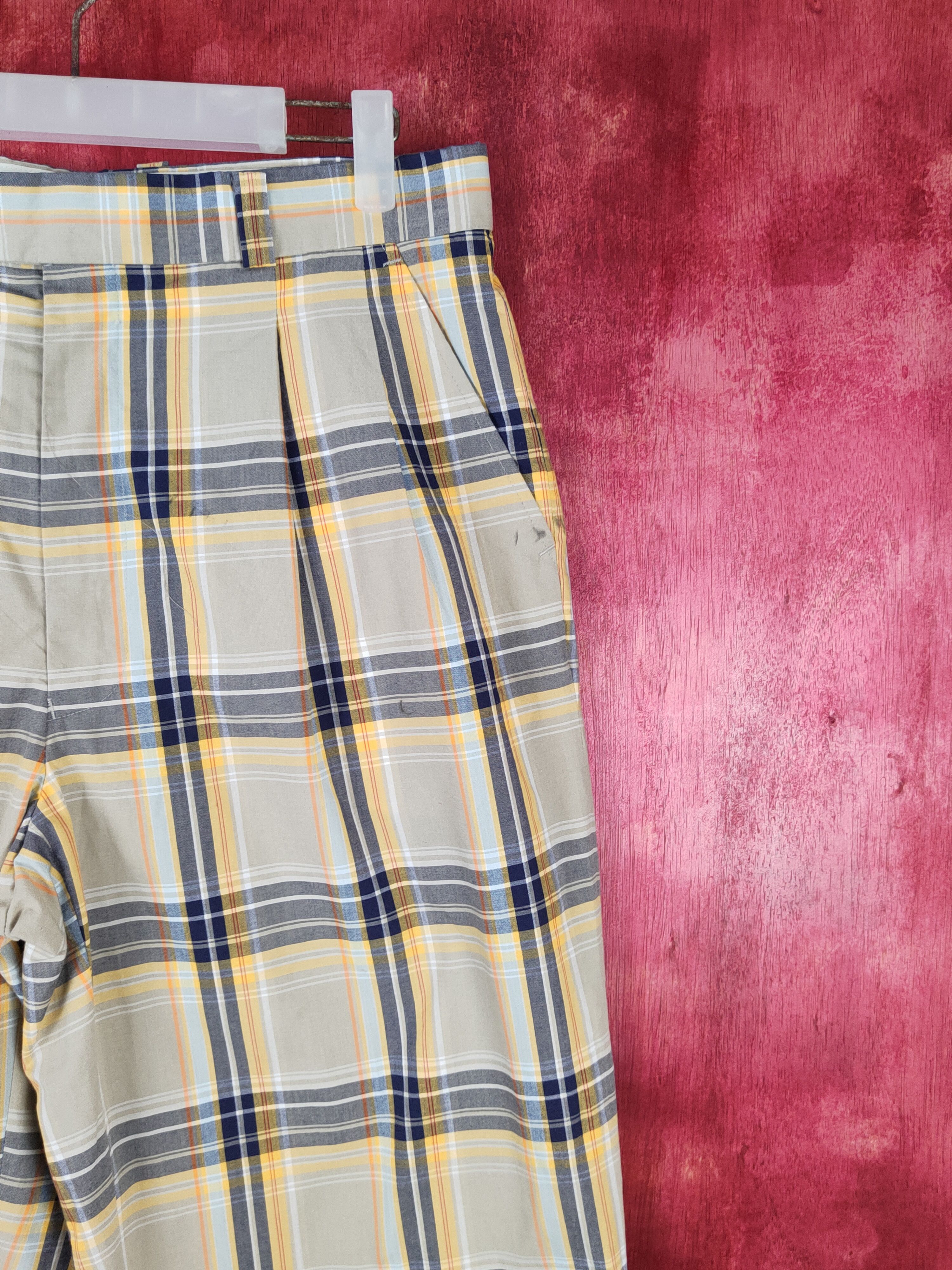 Kenzo Kenzo Golf Yellow Blue checkered Casual Pants #S1348 Size US 32 / EU 48 - 5 Thumbnail