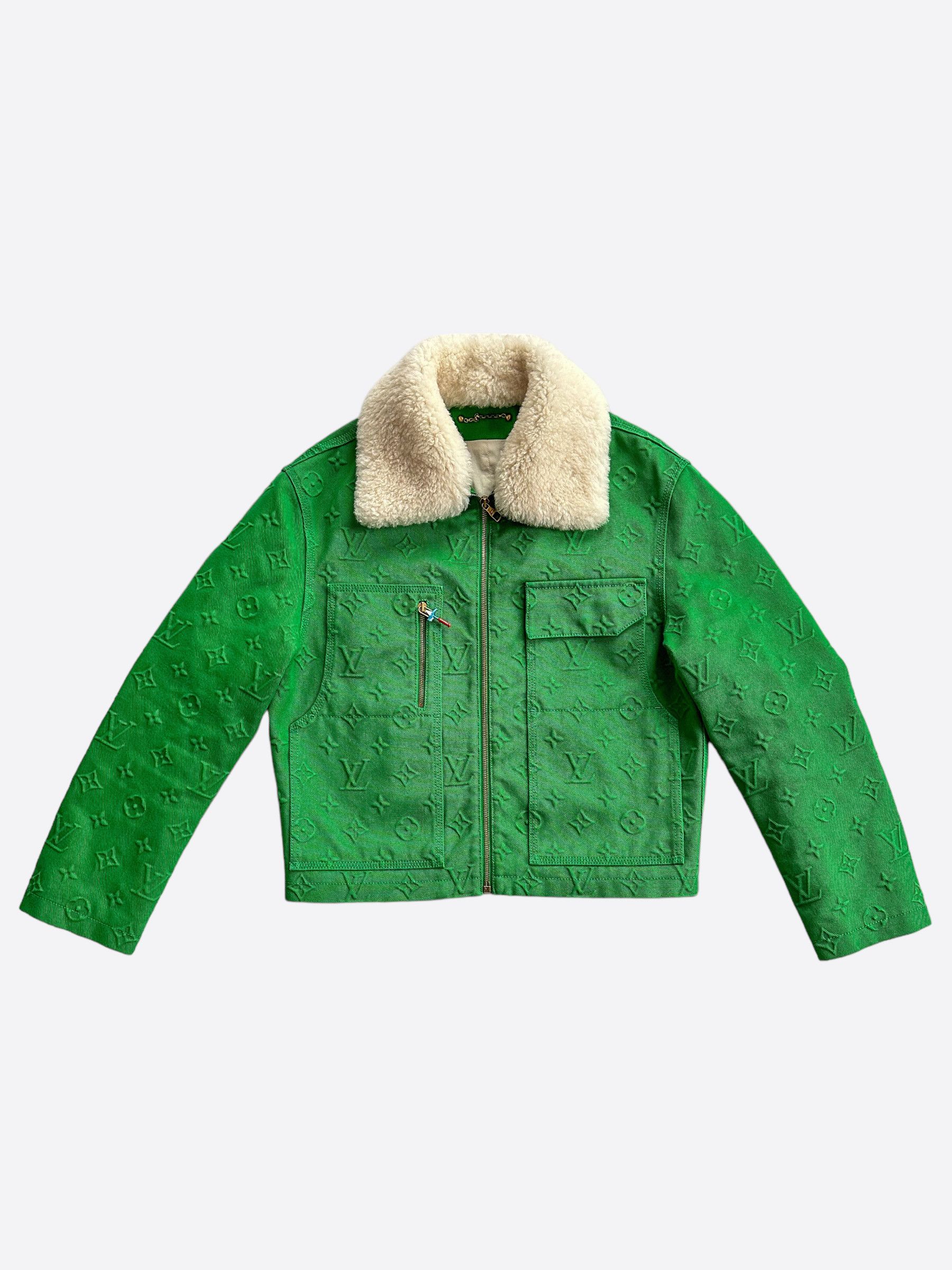 Louis Vuitton Green Monogram Shearling Workwear Jacket Outerwear