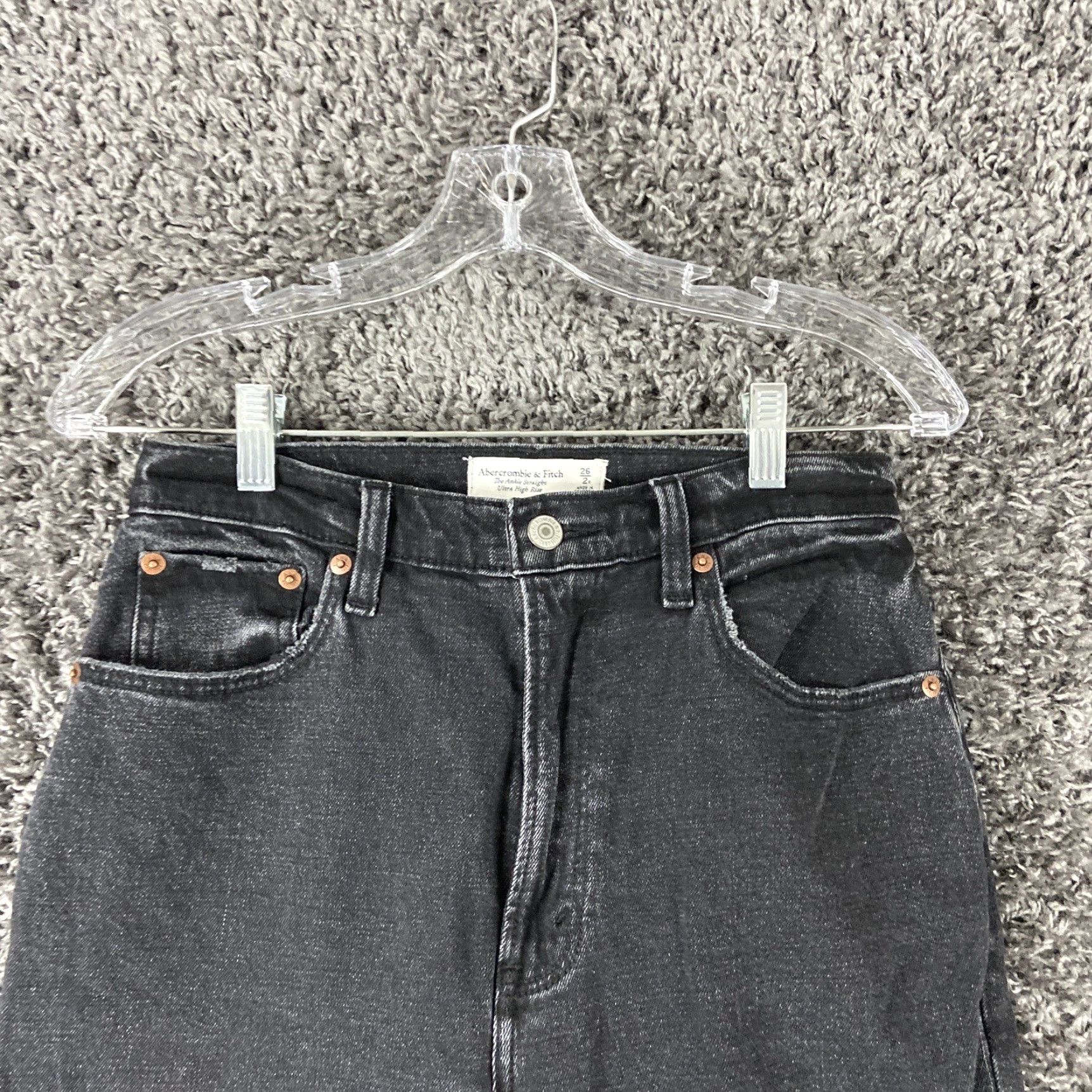 Abercrombie & Fitch Abercrombie & Fitch Curve Love Jeans Size 2 Black Distressed Straight Women Size 26" / US 2 / IT 38 - 6 Thumbnail