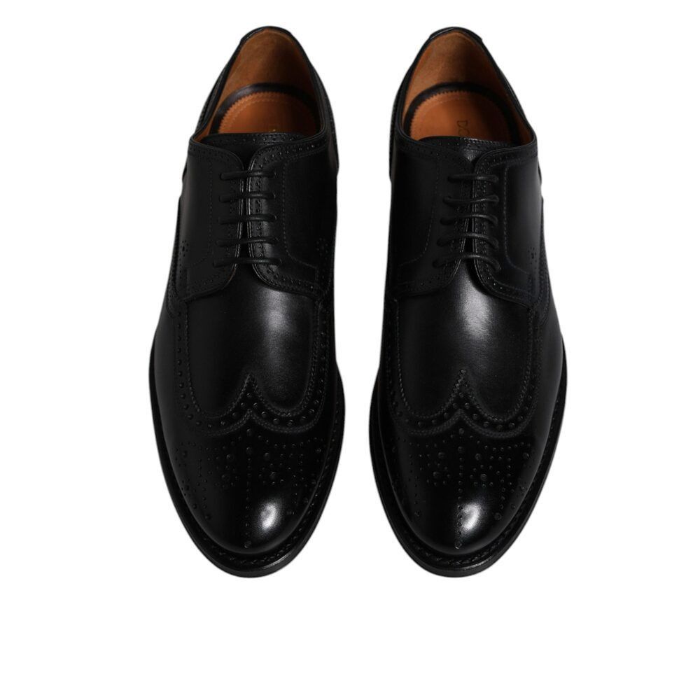 Dolce & Gabbana Dolce & Gabbana Black Leather Derby Wingtip Formal Shoes Size US 6.5 / EU 39-40 - 3 Thumbnail