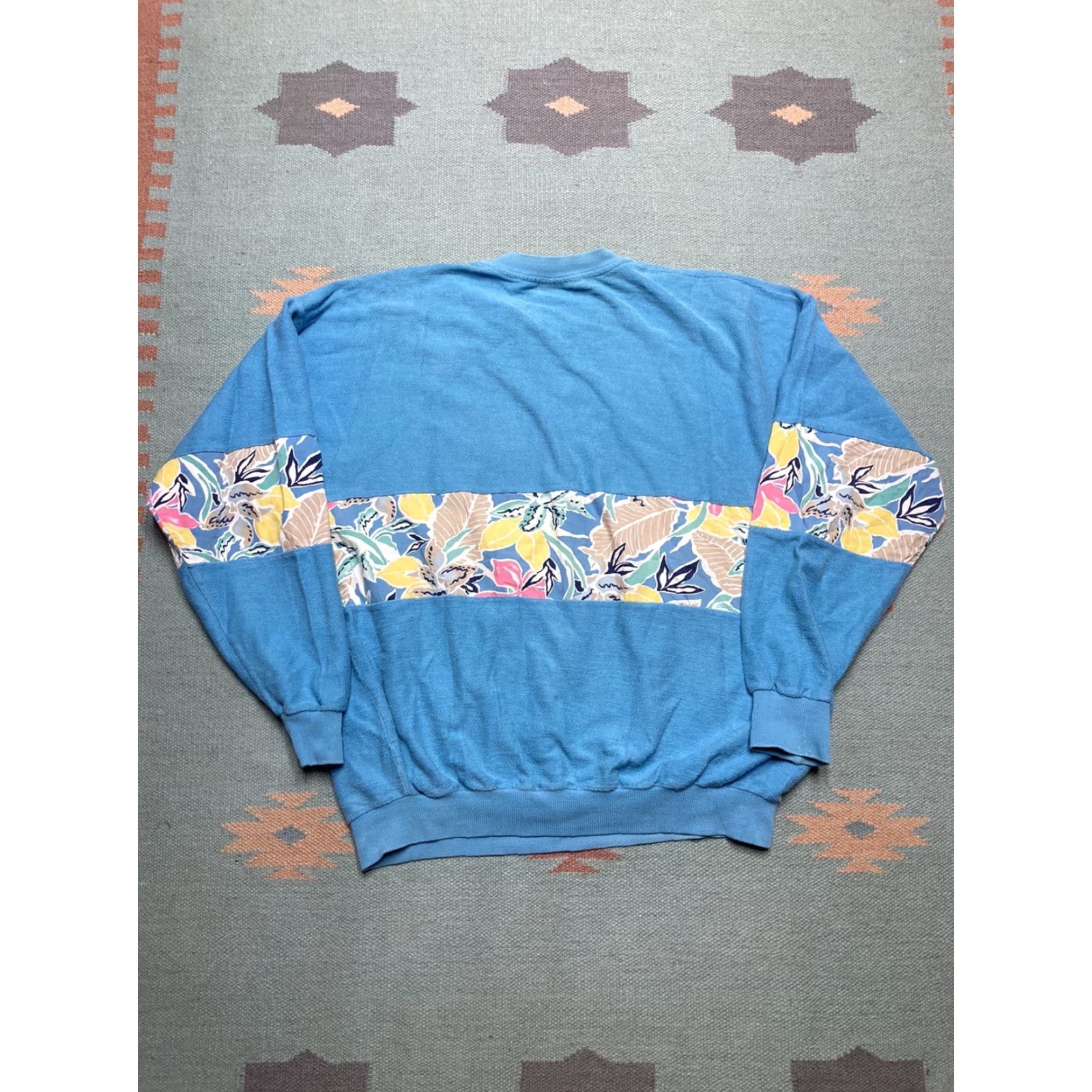 Vintage VINTAGE Woolrich Sweater Sweatshirt Floral Hawaiian Cotton XL Men Blue Pullover Size US XL / EU 56 / 4 - 8 Thumbnail