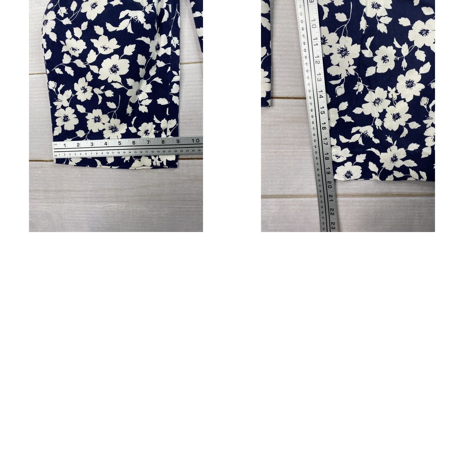 Jones New York VINTAGE Jones New York Crop Pants Sz 12 Blue White Floral Boho Stretch Capri Hawaiian Girls Size 34" / US 12 / IT 48 - 8 Thumbnail