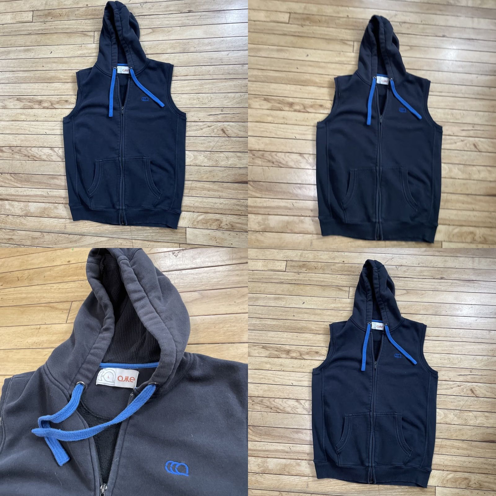 Vintage AJILE Knit Vest Adult L Blue Full Zip Sport Hoodie Drawstring Retro Active L 38" Size US L / EU 52-54 / 3 - 11 Thumbnail