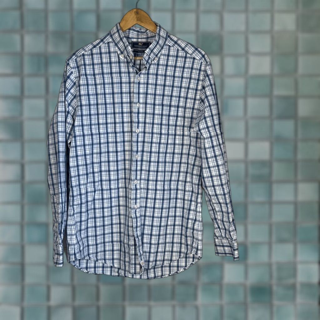 Vineyard Vines Vineyard Vines Murray Shirt Slim Fit Button-Up Long Sleeve Blue Plaid Cotton M XL Size US XL / EU 56 / 4 - 1 Thumbnail