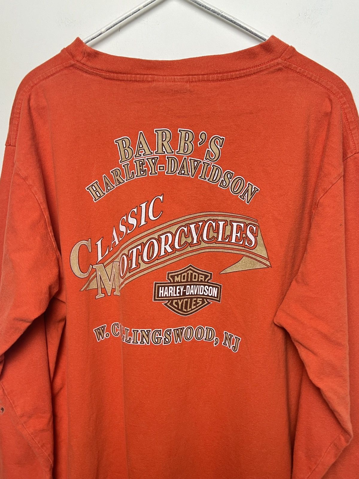 harley davidson y2k prison orange longsleeve vintage l-xl