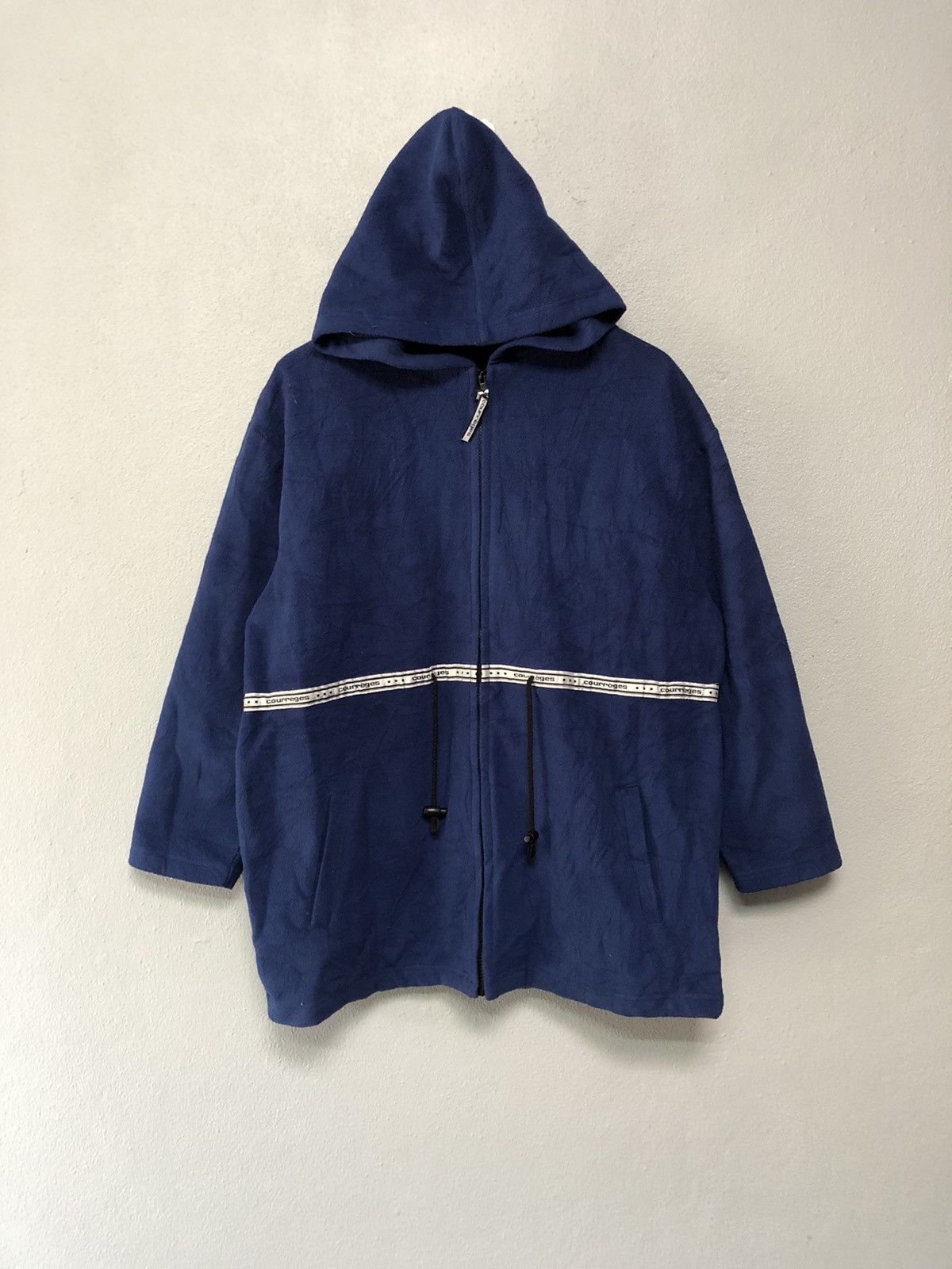 Courreges Courreges Fleece Jacket With Hoodie Big Logo Zipper Size US S / EU 44-46 / 1 - 3 Thumbnail