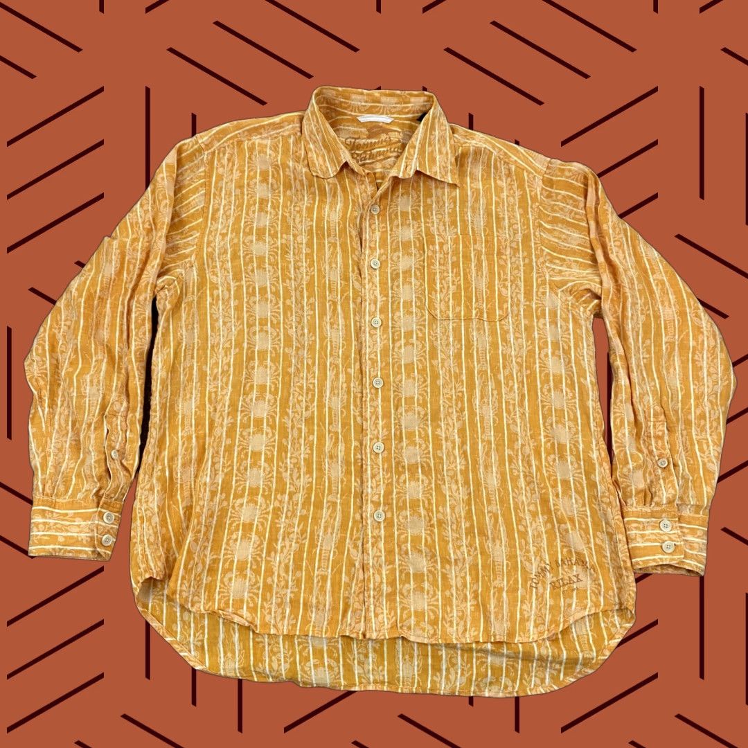 Tommy Bahama TOMMY BAHAMA Shirt Mens Large Orange Floral Crab Lobster Hawaiian Resort Linen Button-Up Size US L / EU 52-54 / 3 - 1 Thumbnail