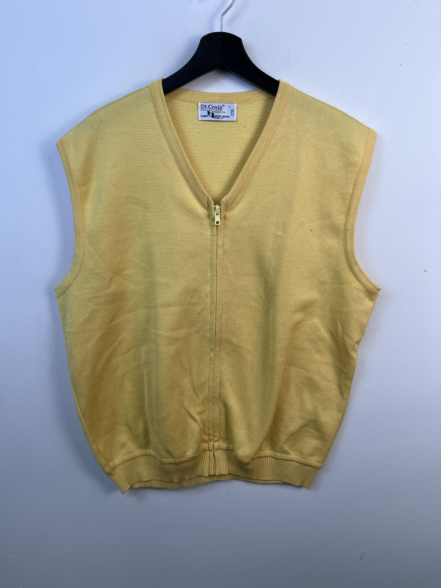 Other Vintage Knit Sweater 1990s Thick Knit Zip Up Yellow Sweaeter Vest SIze L Size US L / EU 52-54 / 3 - 1 Thumbnail