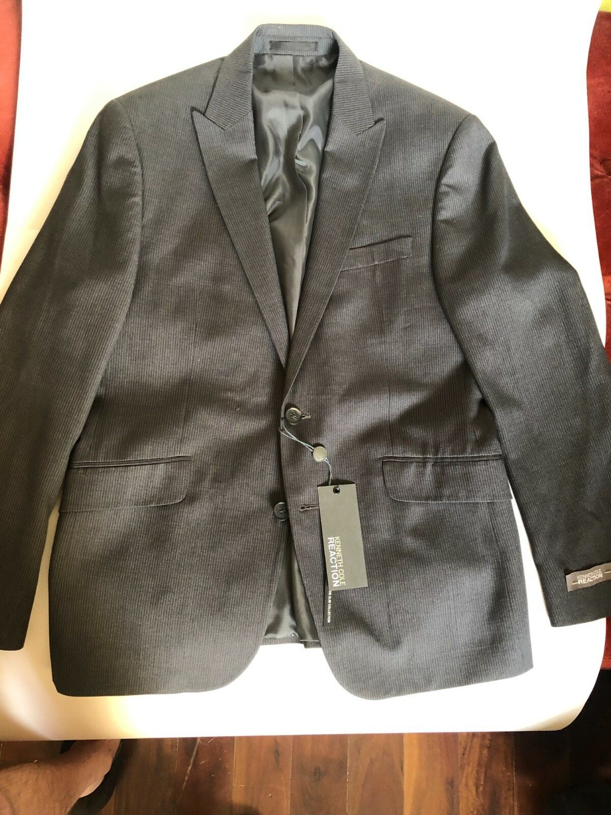 Kenneth Cole Kenneth Cole Reaction Gray Stripe Blazer 38S EU Pick Lapel Size 38S - 1 Thumbnail