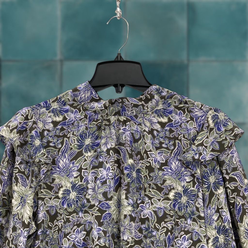 Loft LOFT Outlet Floral Blouse Ruffle Shoulder Women's M Mock Neck Boho Chic NWT Blouse Size M / US 6-8 / IT 42-44 - 1 Thumbnail