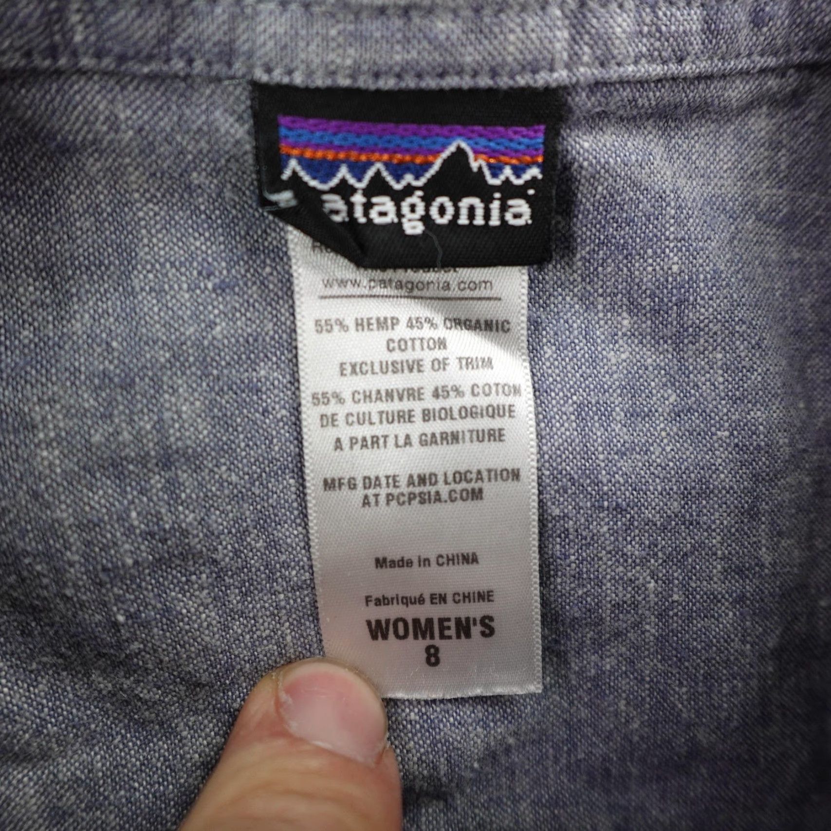 Patagonia Patagonia Shirt Womens 8 Blue Long Sleeve Highlands Pearl Snap Hemp Blend Top Size M / US 6-8 / IT 42-44 - 7 Thumbnail