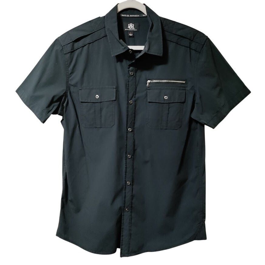 Rock & Republic Rock & Republic Downtown Cool Iconic Button Front Shirt Navy Size US L / EU 52-54 / 3 - 1 Thumbnail