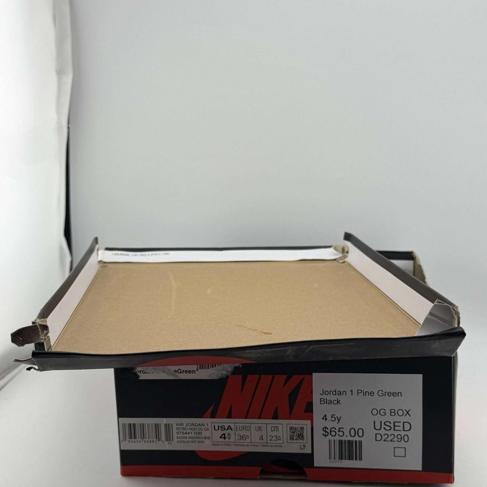 Nike Nike Air Jordan 1 Pine Green Black 4.5Y Used OG Box D2290 Size US 5 / EU 37 - 11 Thumbnail