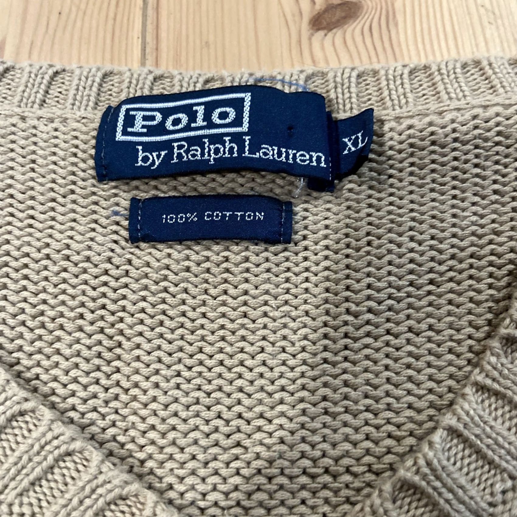 Ralph Lauren VINTAGE Ralph Lauren Polo 90s Tan Brown Cotton V-Neck Knit Sweater Vest XL Men Size US XL / EU 56 / 4 - 2 Thumbnail