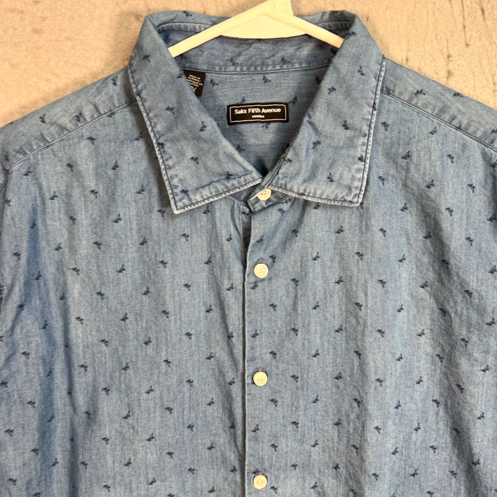 Saks Fifth Avenue VINTAGE Saks Fifth Avenue Button-Up Shirt Mens 2XL Blue 100% Cotton Regular Long Sleeve Men's Shirt Blue 2XL Size US XXL / EU 58 / 5 - 6 Thumbnail