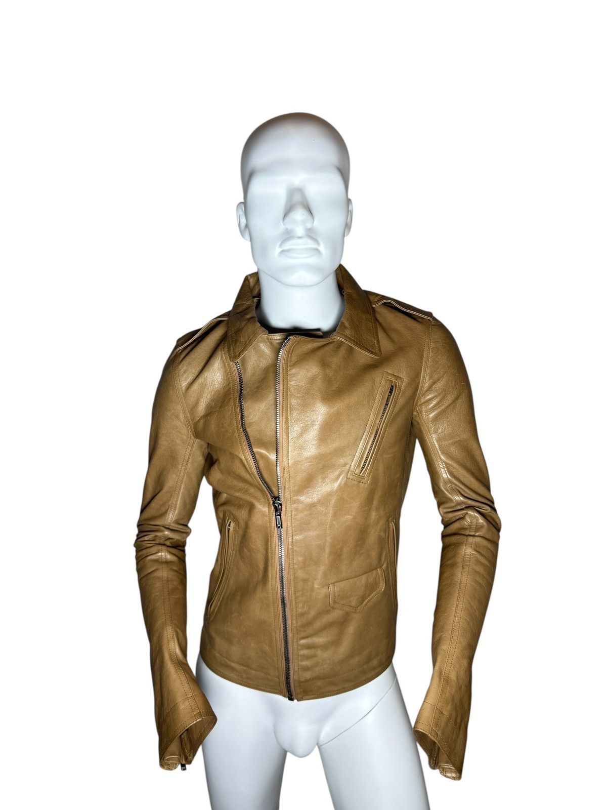 Rick Owens Rick Owens Camel Beige Leather Biker Jacket – FW16 Mastodon Size US S / EU 44-46 / 1 - 2 Thumbnail
