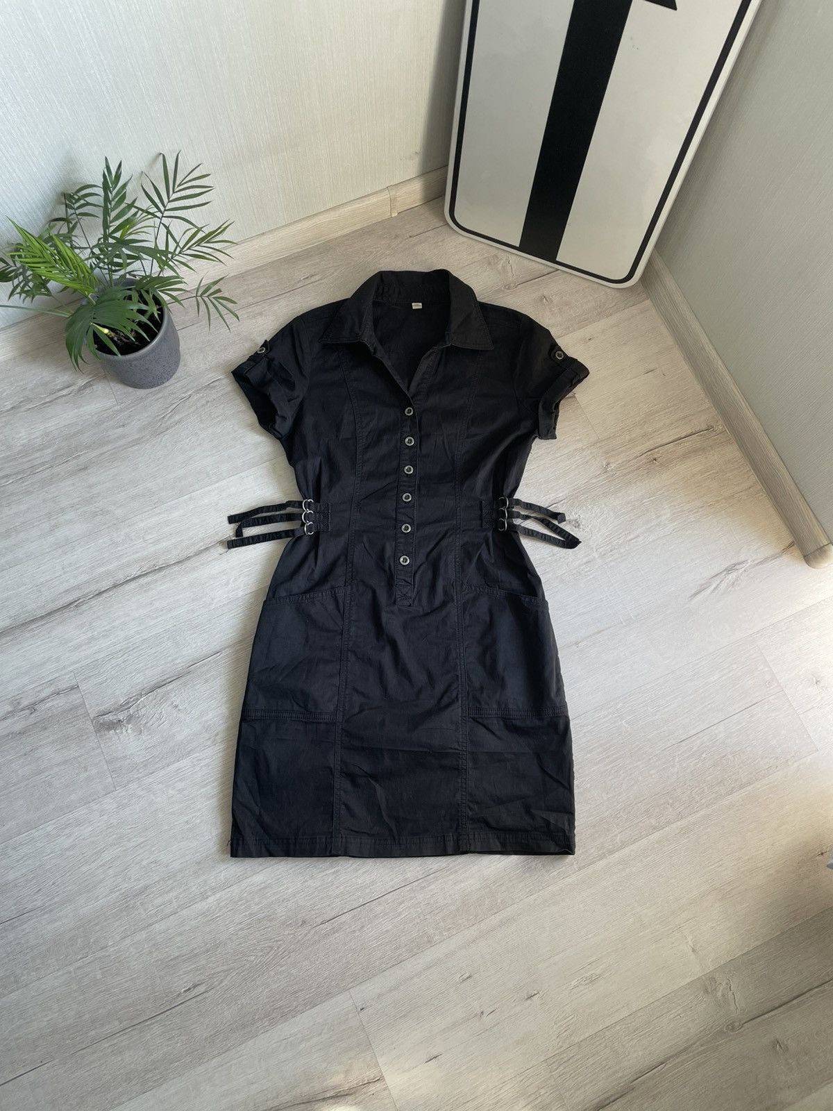 Seditionaries Vintage Y2k Abstract Mini Dress With Straps 2000s Cargo Punk Size M / US 6-8 / IT 42-44 - 1 Thumbnail