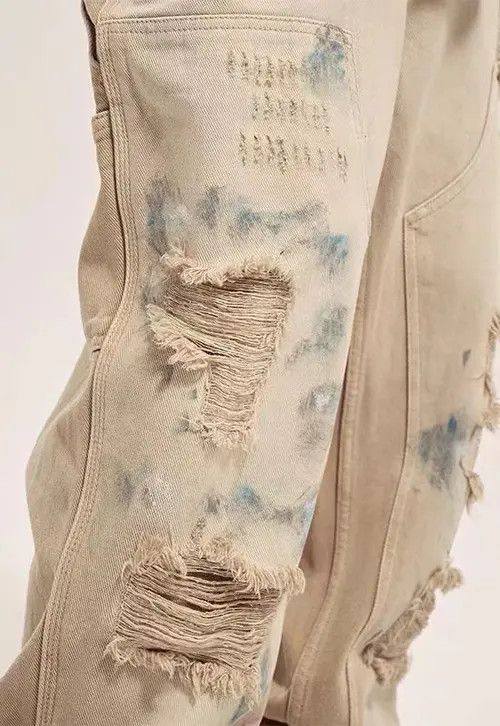 VIBE Retro distressed graffiti paint ripped work jeans Size US 34 / EU 50 - 4 Thumbnail
