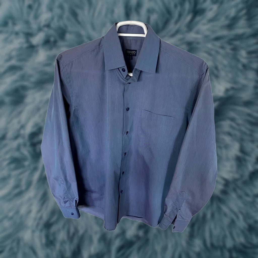 Kenzo KENZO Paris Homme Button Up Mens Shirt 16/41 Blue Embroidered Cotton Regular Long Sleeve Button-Down Collar Mens Designer Vintage No Size US L / EU 52-54 / 3 - 1 Thumbnail