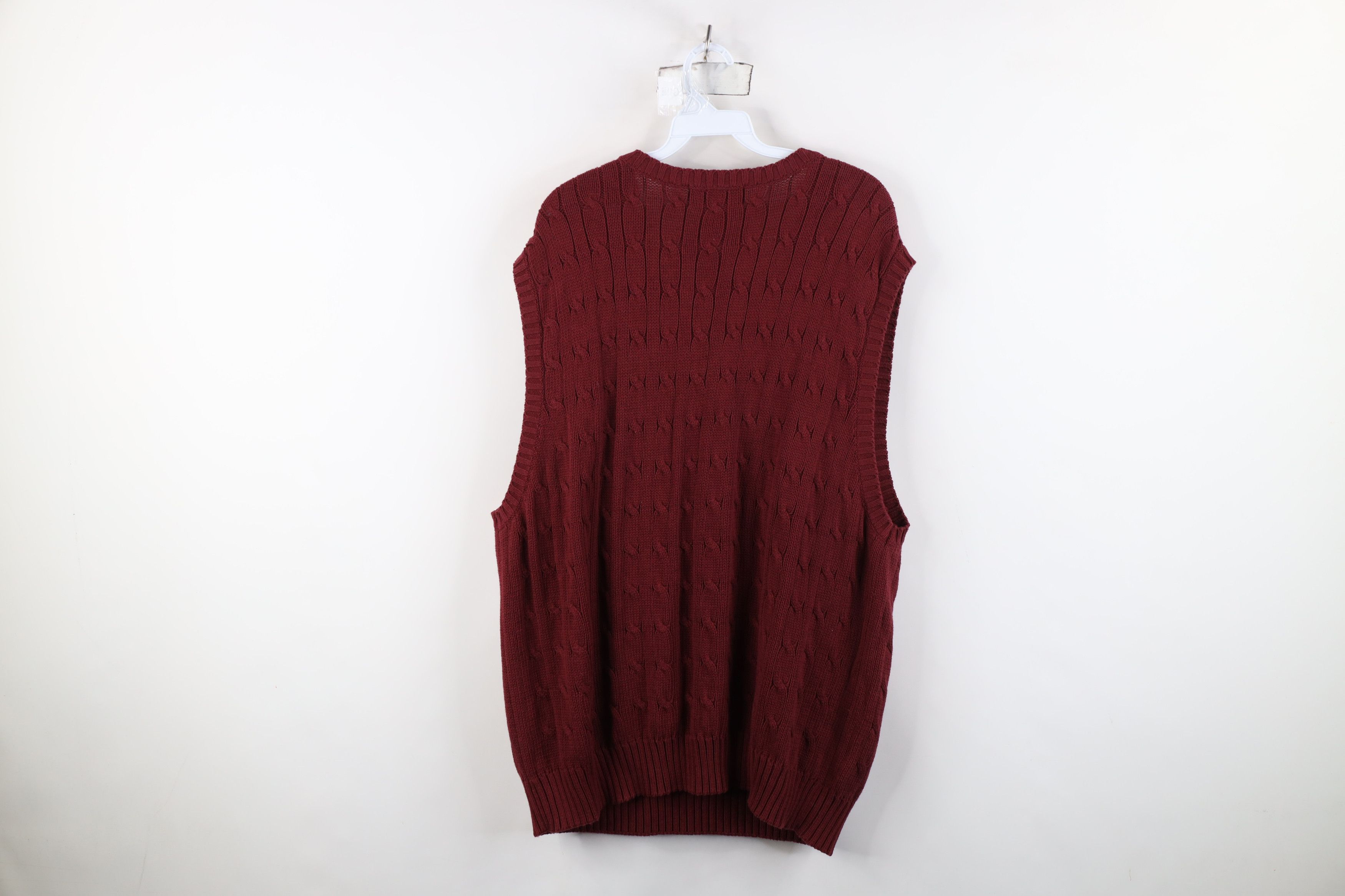 Vintage Deadstock Vintage 90s Streetwear Cable Knit Sweater Vest Red Size US XL / EU 56 / 4 - 7 Thumbnail