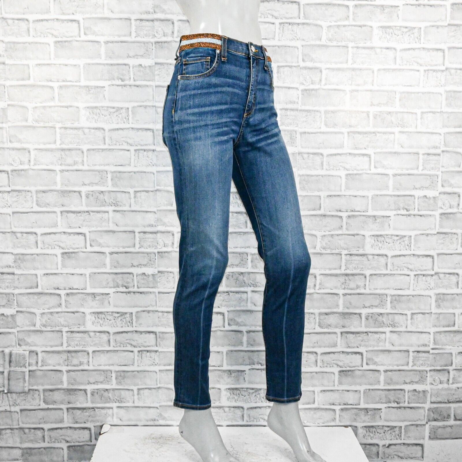 Veronica Beard Veronica Beard Kate Skinny High Rise Jeans Metallic waist Size 28" / US 6 / IT 42 - 4 Thumbnail