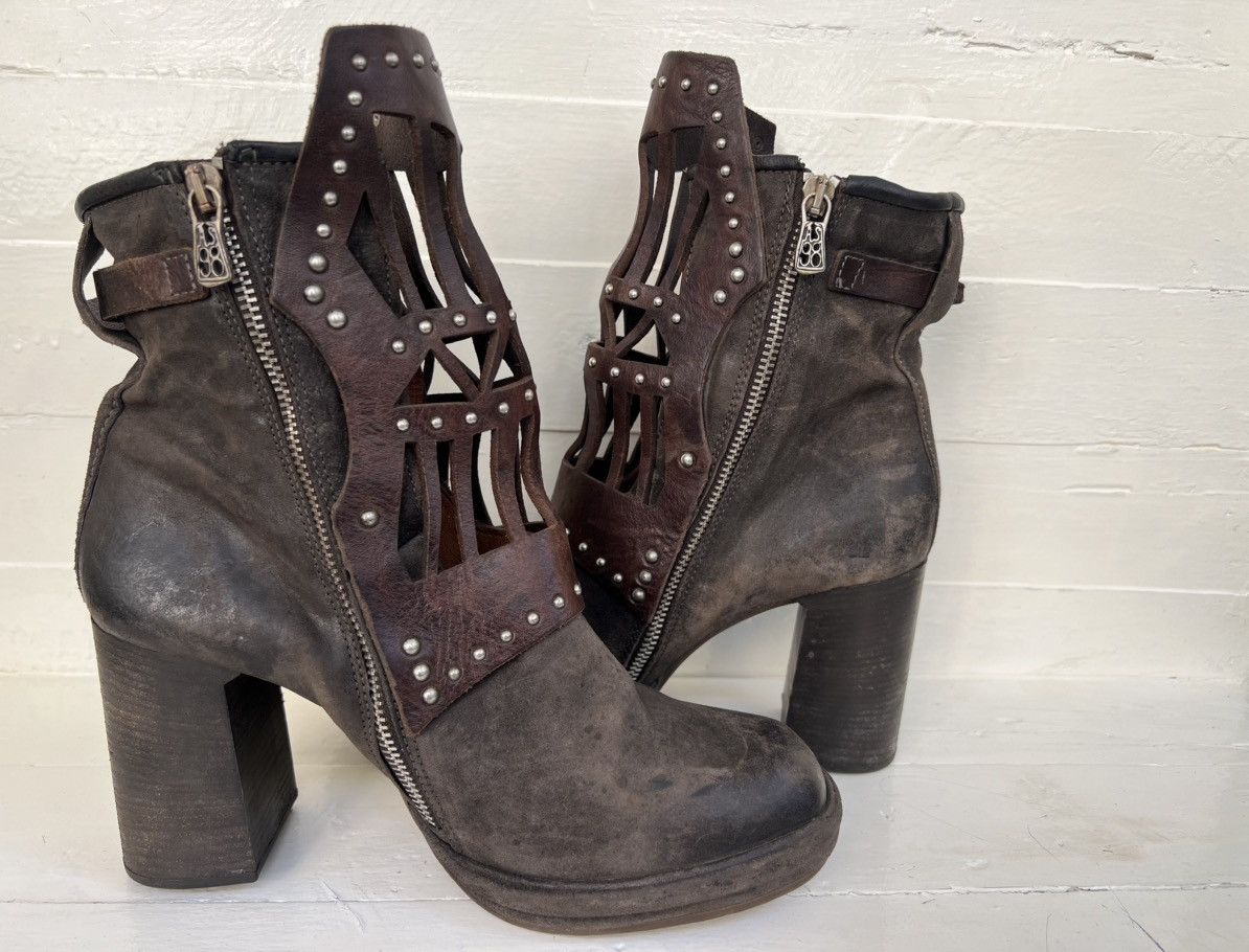 A.S.98 Airstep AS98 Brown Leather Suede Boho Biker Ankle Boots Size US 10 / IT 40 - 10 Thumbnail