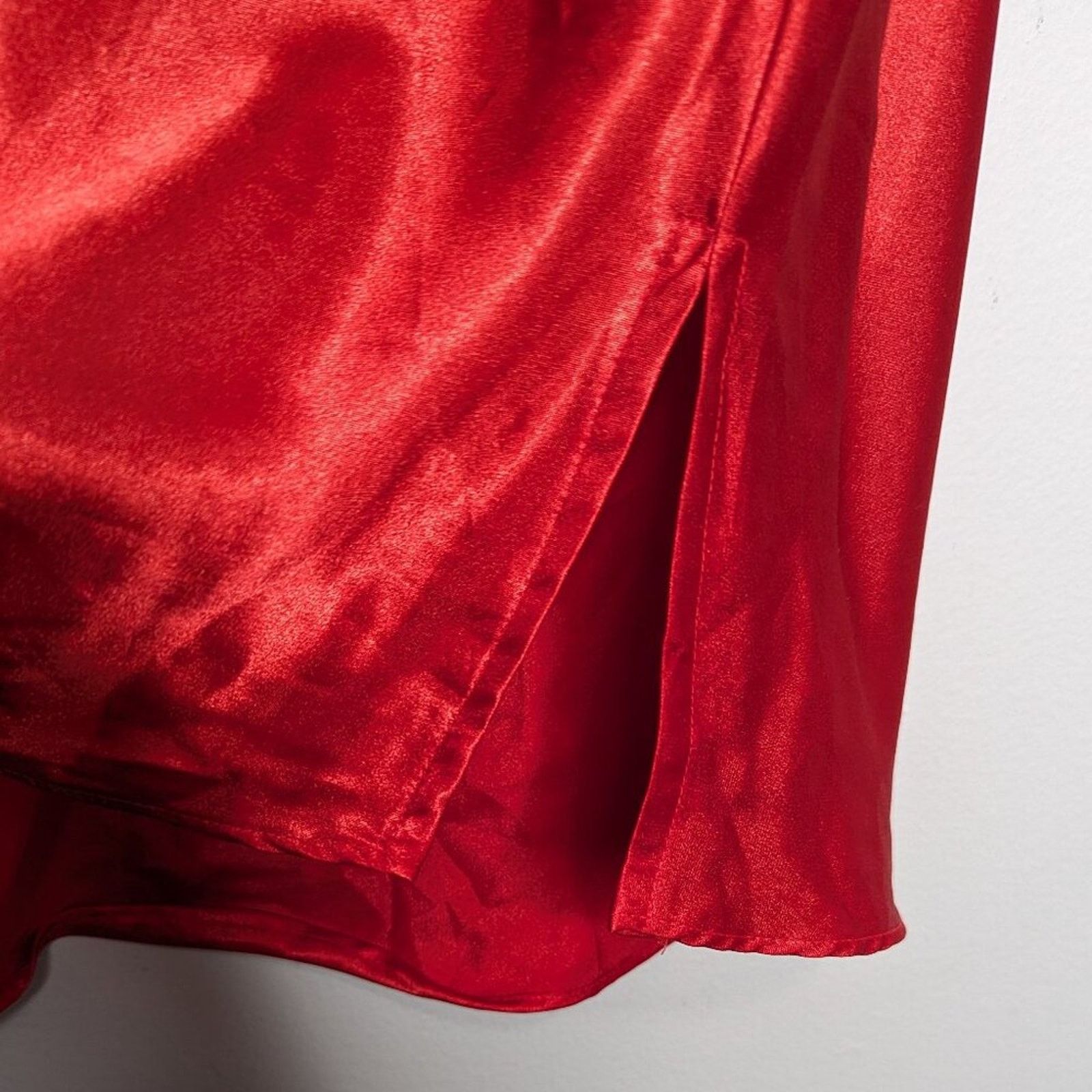 Vintage Body Drama Vintage 90s Red Satin Slip Dress Polka Dot Collar Size M / US 6-8 / IT 42-44 - 6 Thumbnail