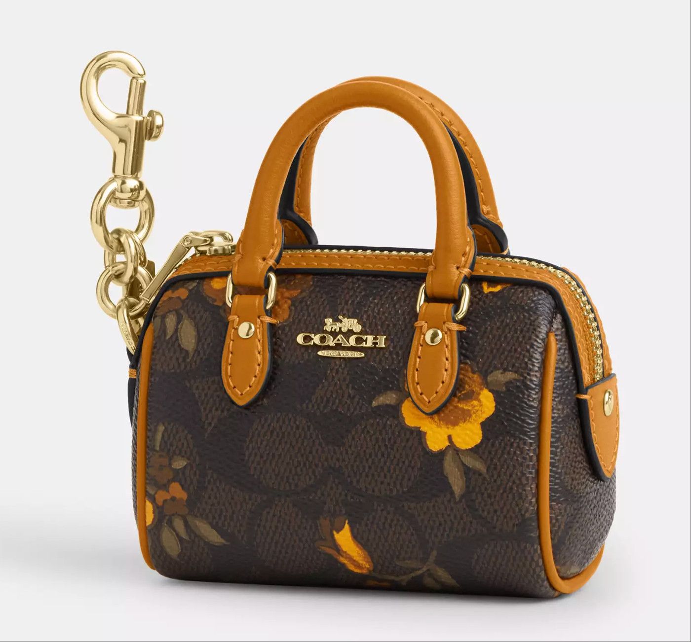 Coach Mini Rowan Bag Charm In Signature Canvas With Floral Size ONE SIZE - 7 Thumbnail