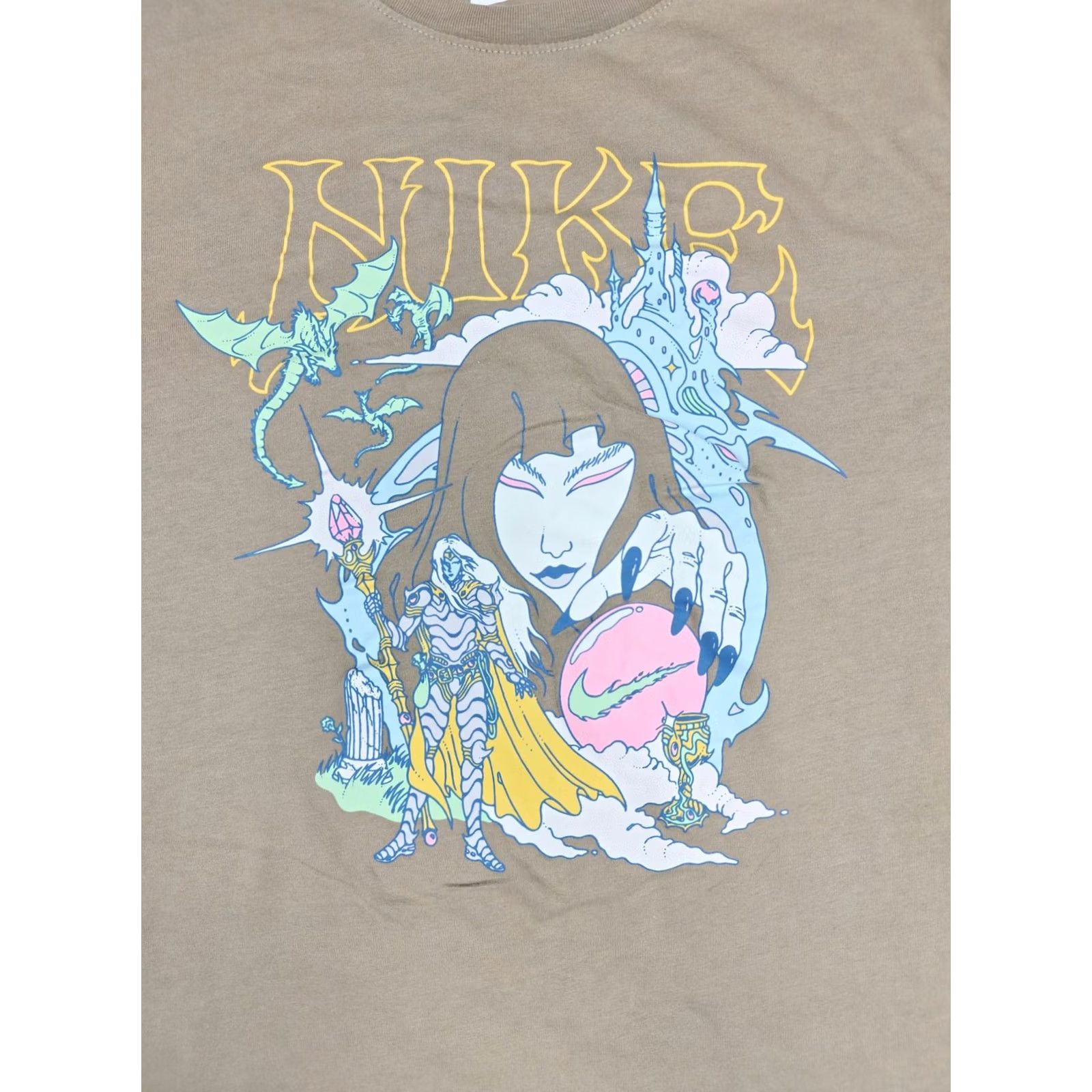 Nike Nike Shirt Mens Small Beige Fantasy Dragon Wizard Graphic Tee Magic Sportswear Size US S / EU 44-46 / 1 - 2 Thumbnail