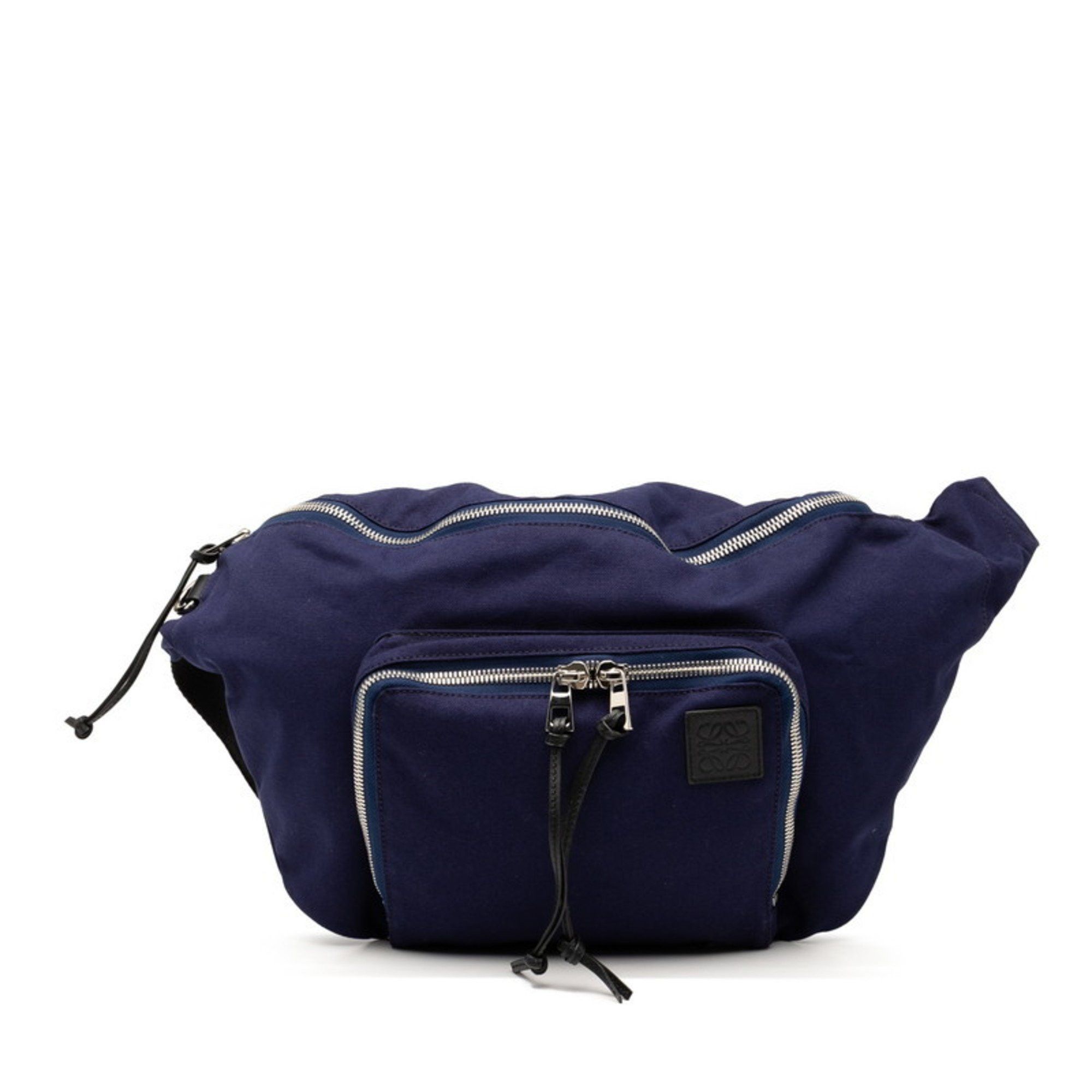 Loewe LOEWE Anagram Logo Waist Bag, Body Bum Navy, Black Canvas, Leather, Women's Size ONE SIZE - 1 Thumbnail
