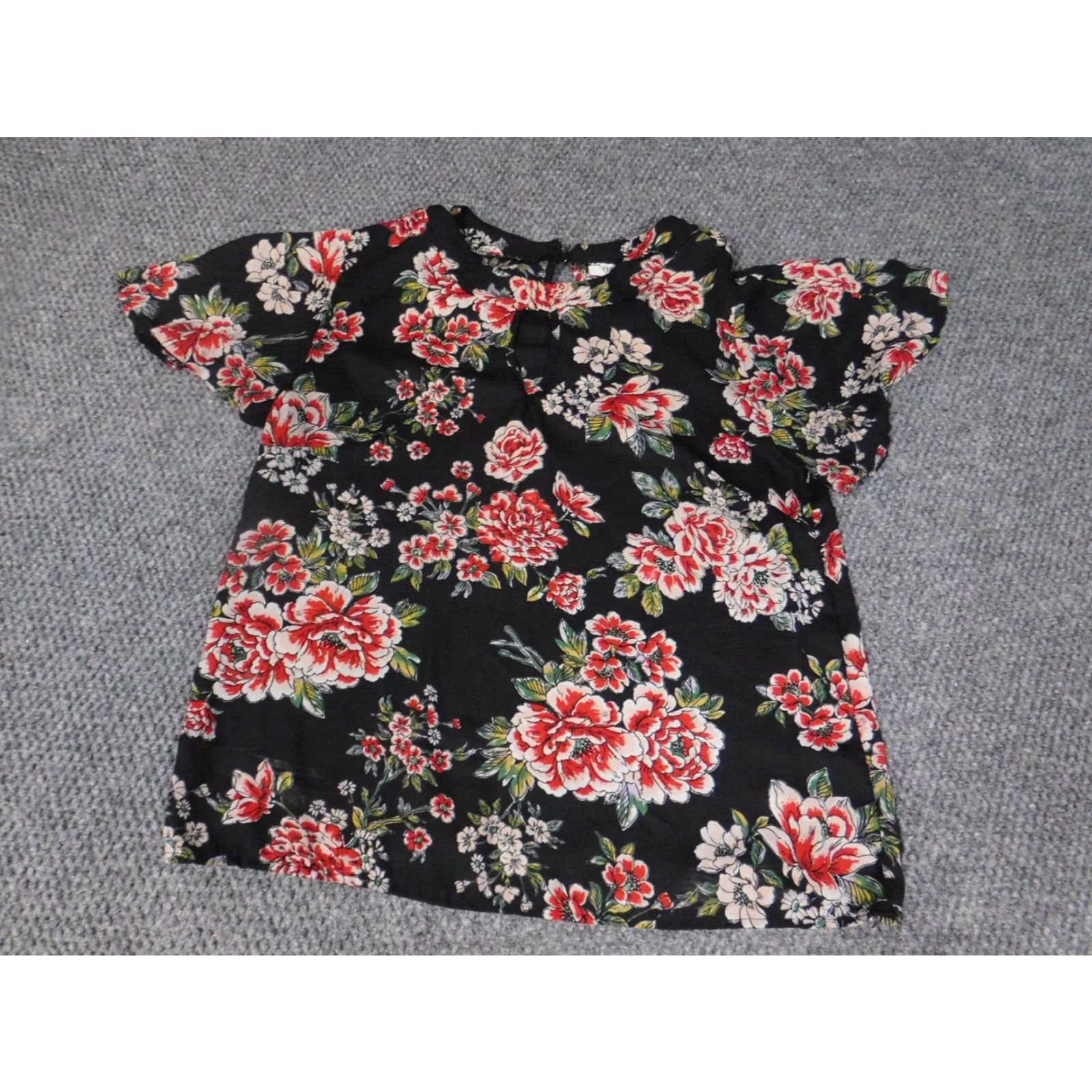Vintage Persaya Womens Blouse Small black floral pullover Size S / US 4 / IT 40 - 2 Thumbnail