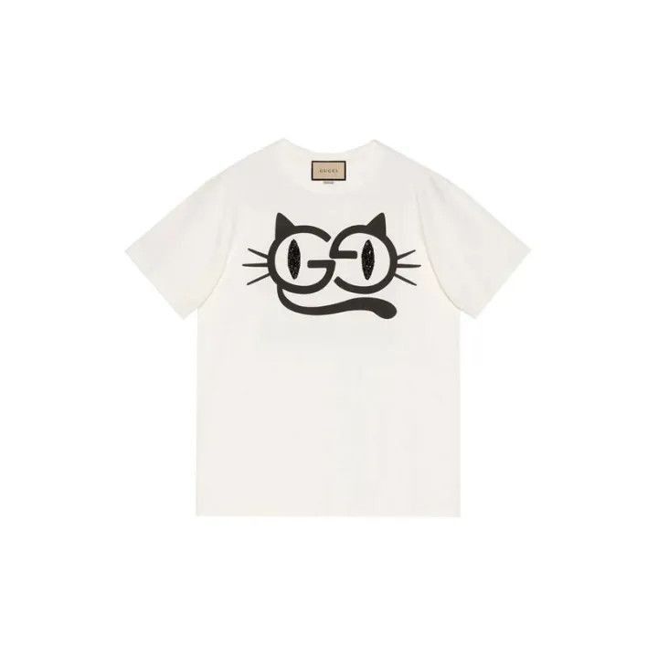 Gucci GUCCI Cat Eye Print Loose Knit T-Shirt-2507 Size L / US 10 / IT 46 - 2 Thumbnail