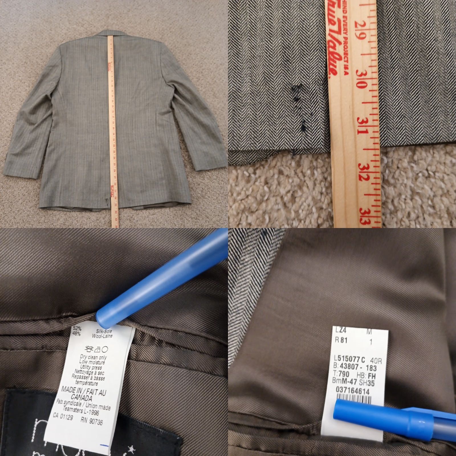 Ralph Lauren Lauren Ralph Lauren Blazer Mens 40 Gray Herringbone Silk Wool Blend Single Vent Size 40R - 8 Thumbnail