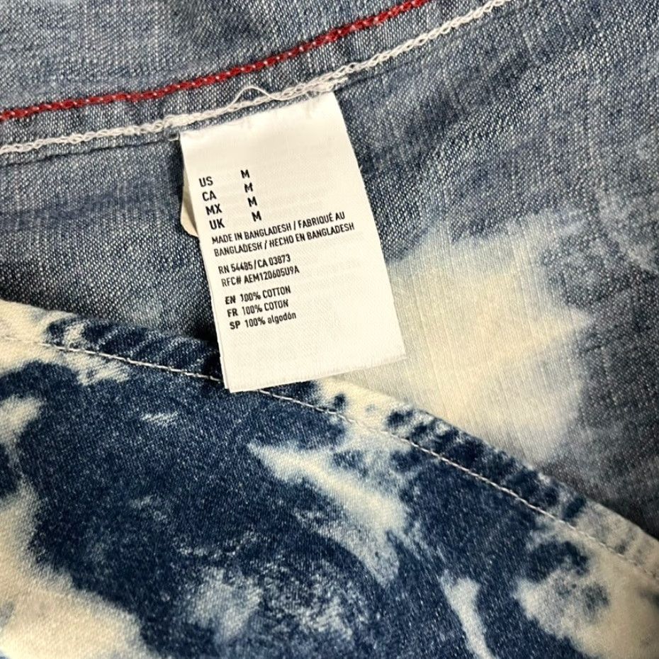 American Eagle Outfitters American Eagle Shirt Mens Medium Blue White Pearl Snap Western Pockets Tie Dye Size US M / EU 48-50 / 2 - 7 Thumbnail