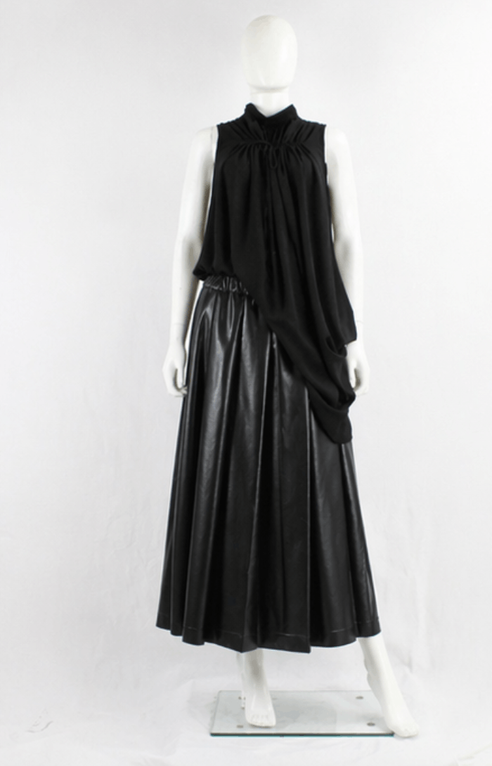 Comme des Garcons Black BLACKCOMME des GARCONS - Leather Pleated Midi Skirts Size 24" / US 00 / IT 34 - 3 Thumbnail