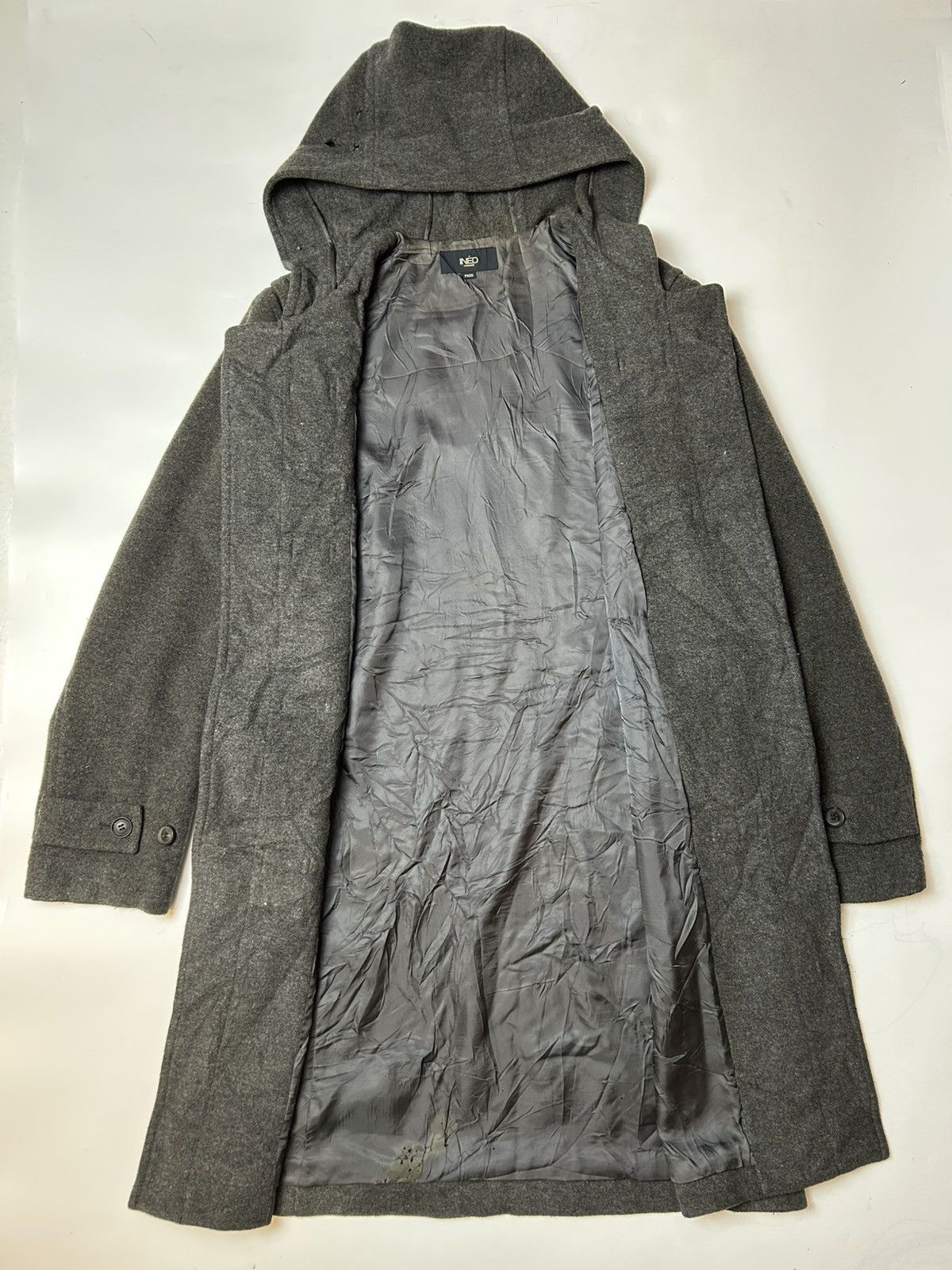 Designer × Japanese Brand × Yohji Yamamoto INED WOOL LONG COAT WITH HOODIE Size ONE SIZE - 3 Thumbnail