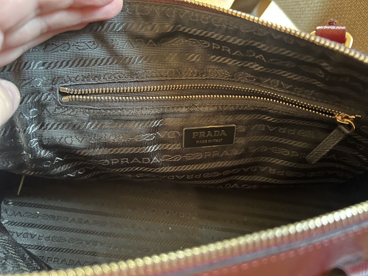 Prada Prada Burgundy Red Saffiano Handle Bag Size ONE SIZE - 9 Thumbnail