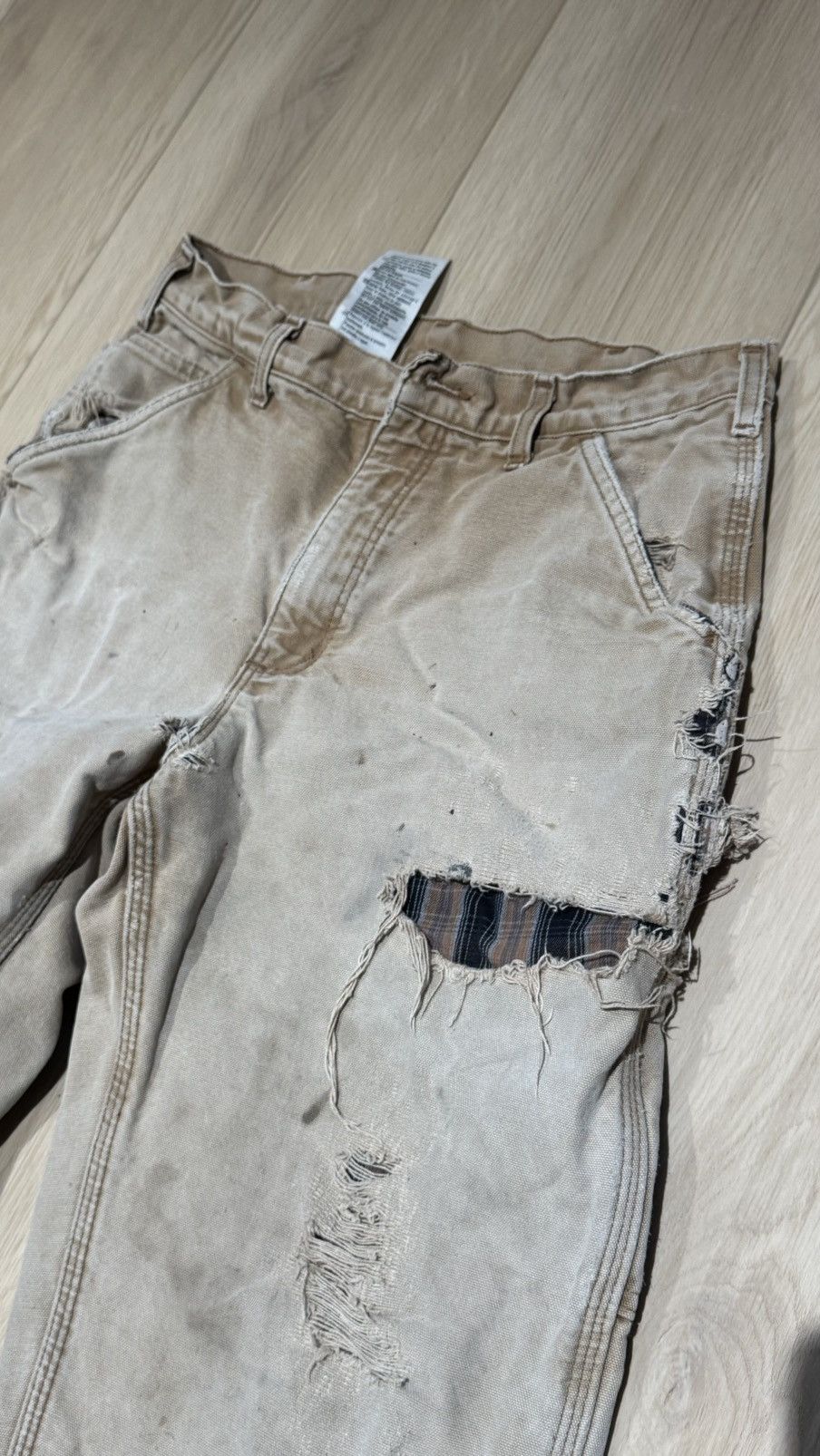 Carhartt Carhartt flannel lined carpenter pants distressed frayed Size US 32 / EU 48 - 4 Thumbnail