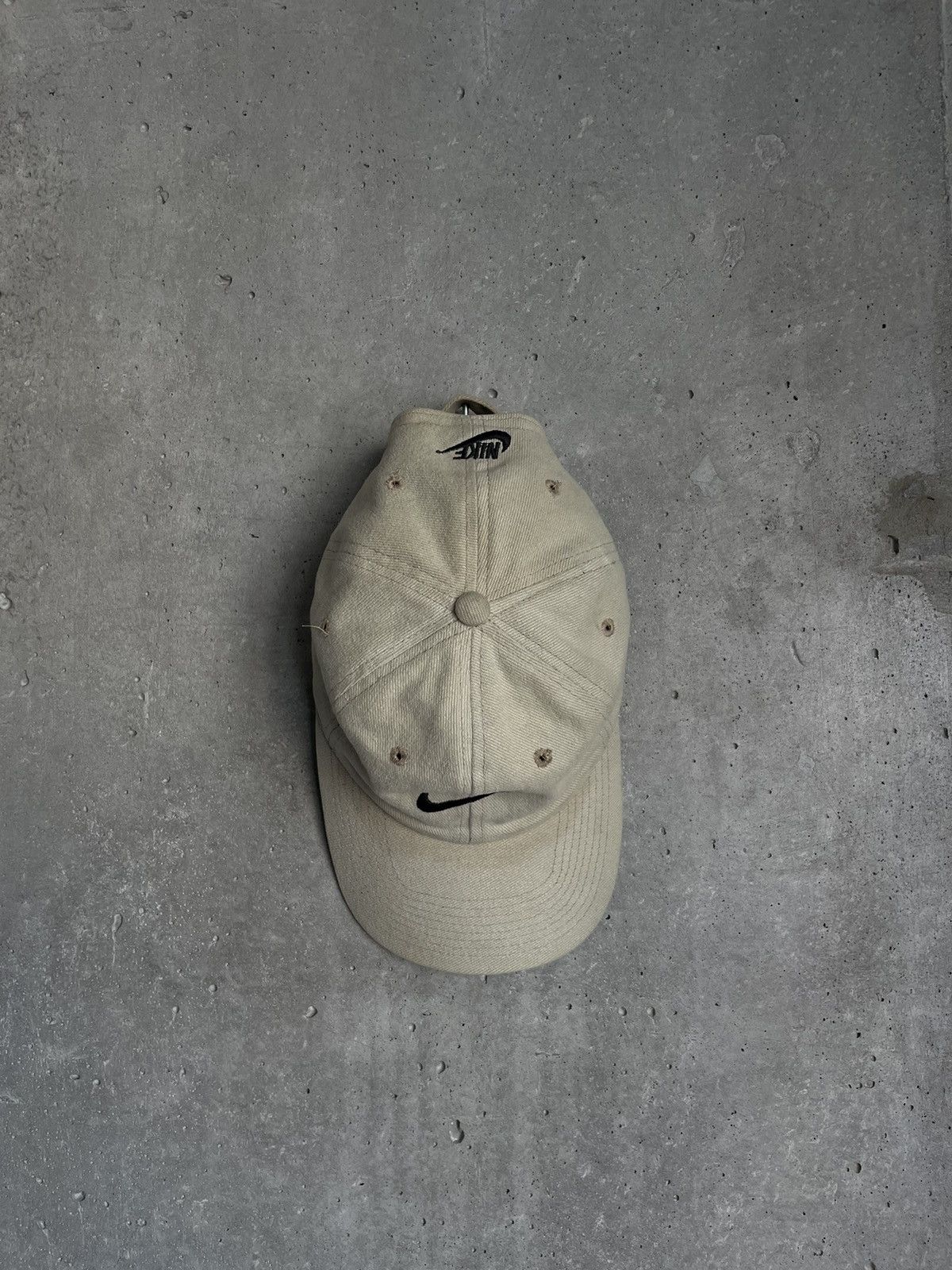 Nike Vintage 90s Nike Cap Hat Beige Black Swoosh green visor Y2k Size ONE SIZE - 4 Thumbnail