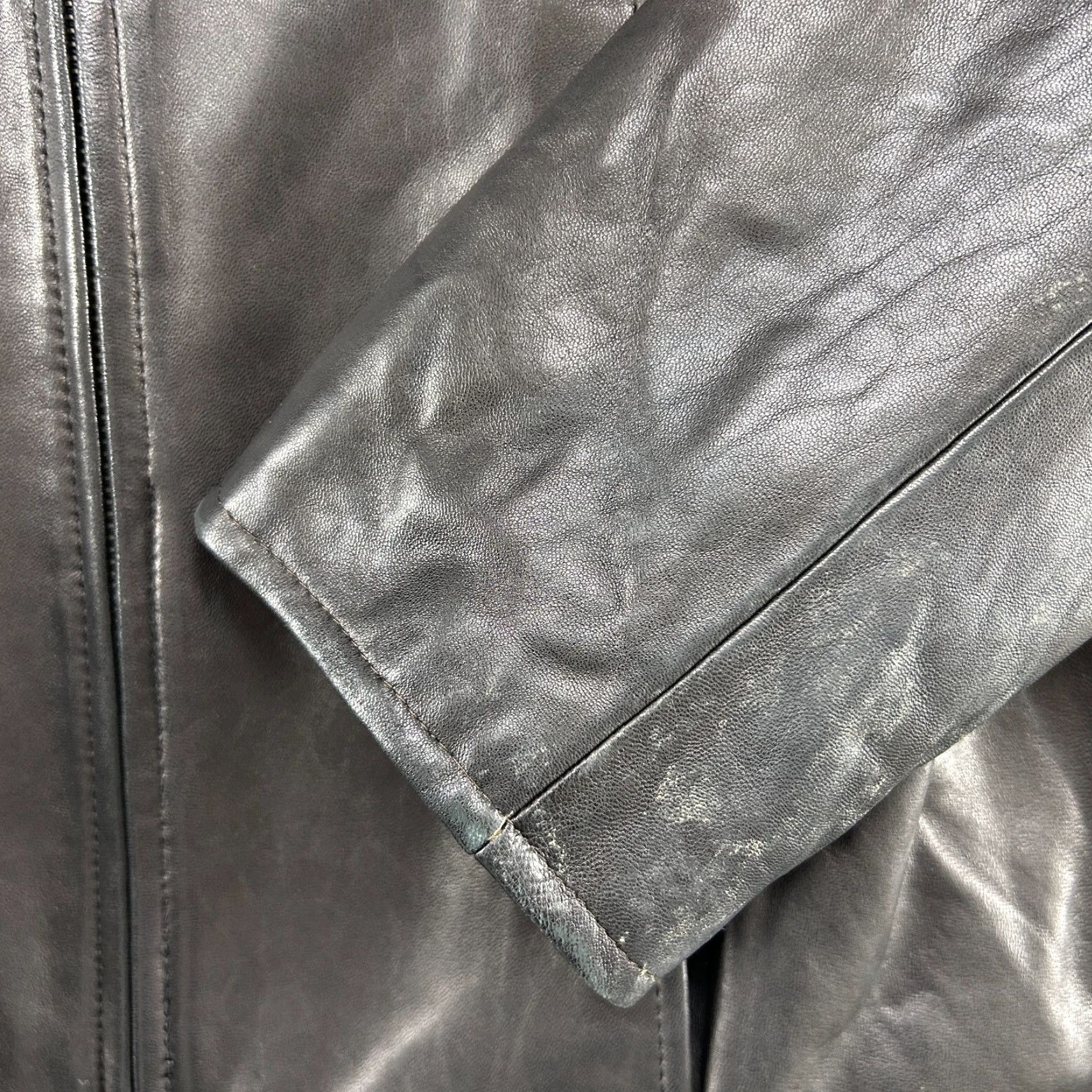 Vintage Classiques Entier Jacket Womens M Black Full Zip Fur Trim Collar Leather Mid-Length 90s Outdoor Pockets Mens Womens Size M / US 6-8 / IT 42-44 - 3 Thumbnail