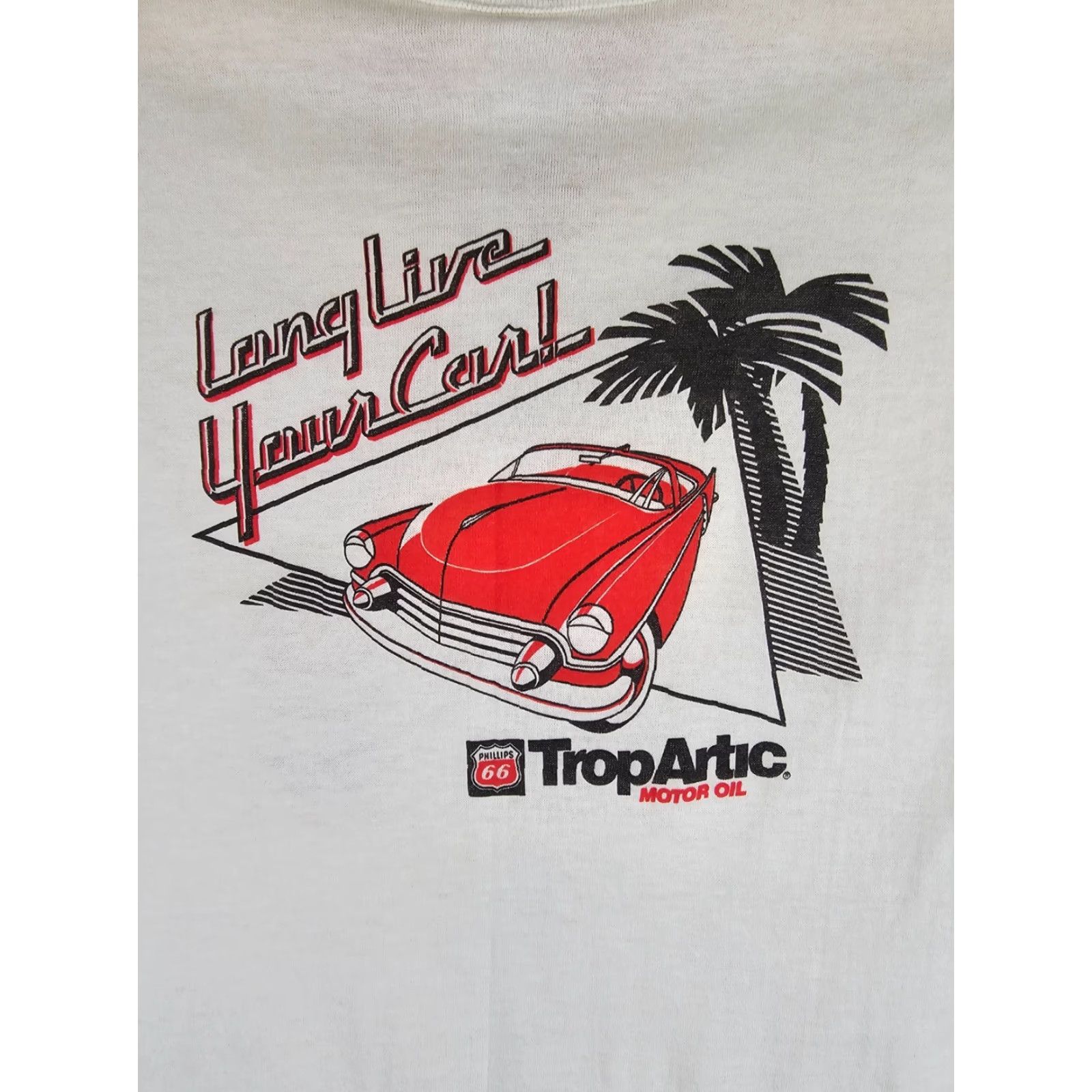 Vintage VINTAGE 80' TROP ARTIC MOTOR OIL PAPER THIN WHITE SINGLE STITCH T-SHIRT SZ LARGE Shirt Mens L White Graphic Print 80s Trop Artic Motor Oil Size US L / EU 52-54 / 3 - 2 Thumbnail