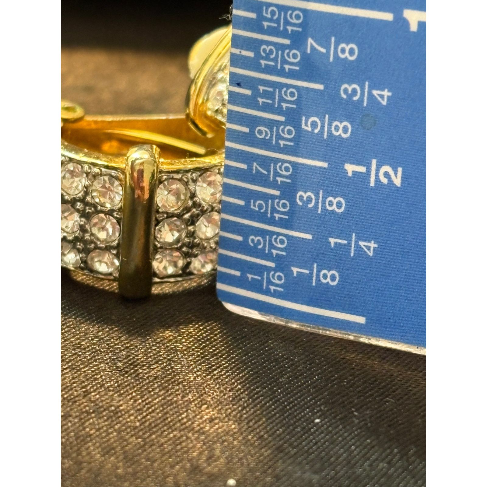 Other Vintage Rhinestone Clip On Earrings Gold Tone 1980s UNSIGNED Size ONE SIZE - 2 Thumbnail